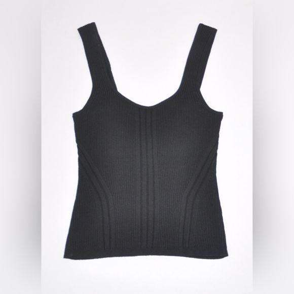 White House Black Market Rib Knit Black Sweater Tank Top Size Small MSRP $69 - Picture 1 of 7
